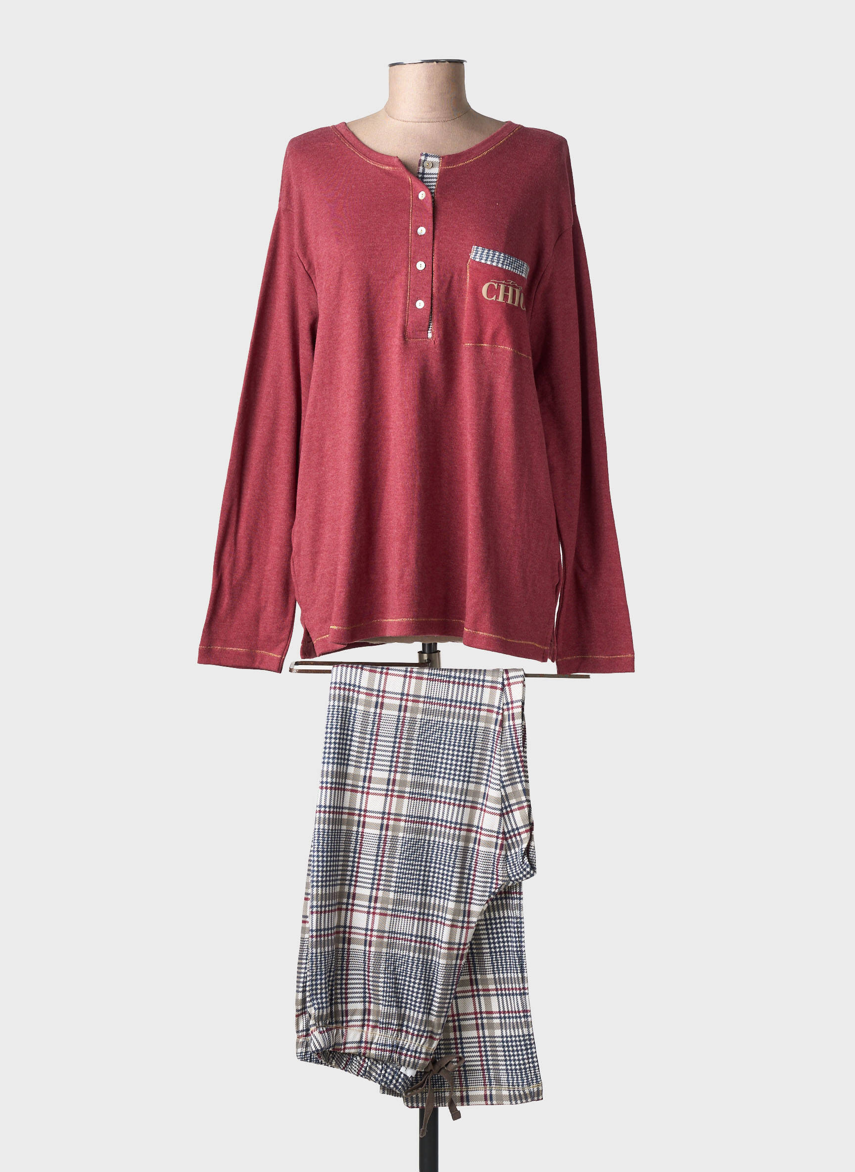 Pyjama coupe droite rouge ADMAS femme