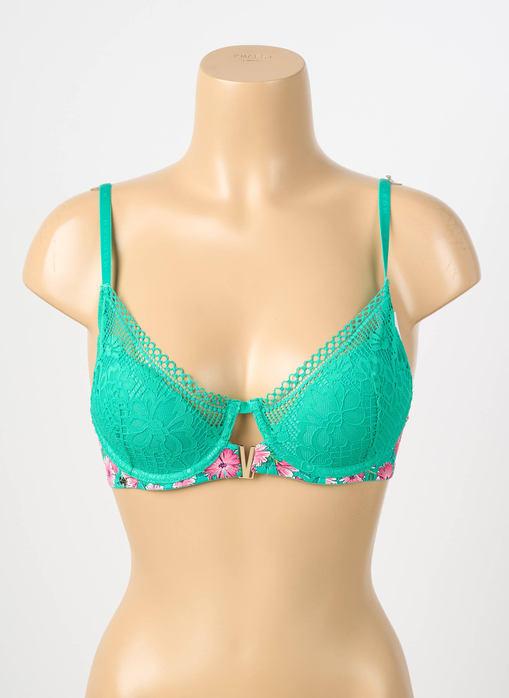 Soutien-gorge effet matière satinée haut soutien-gorge moulé vert MORGAN femme
