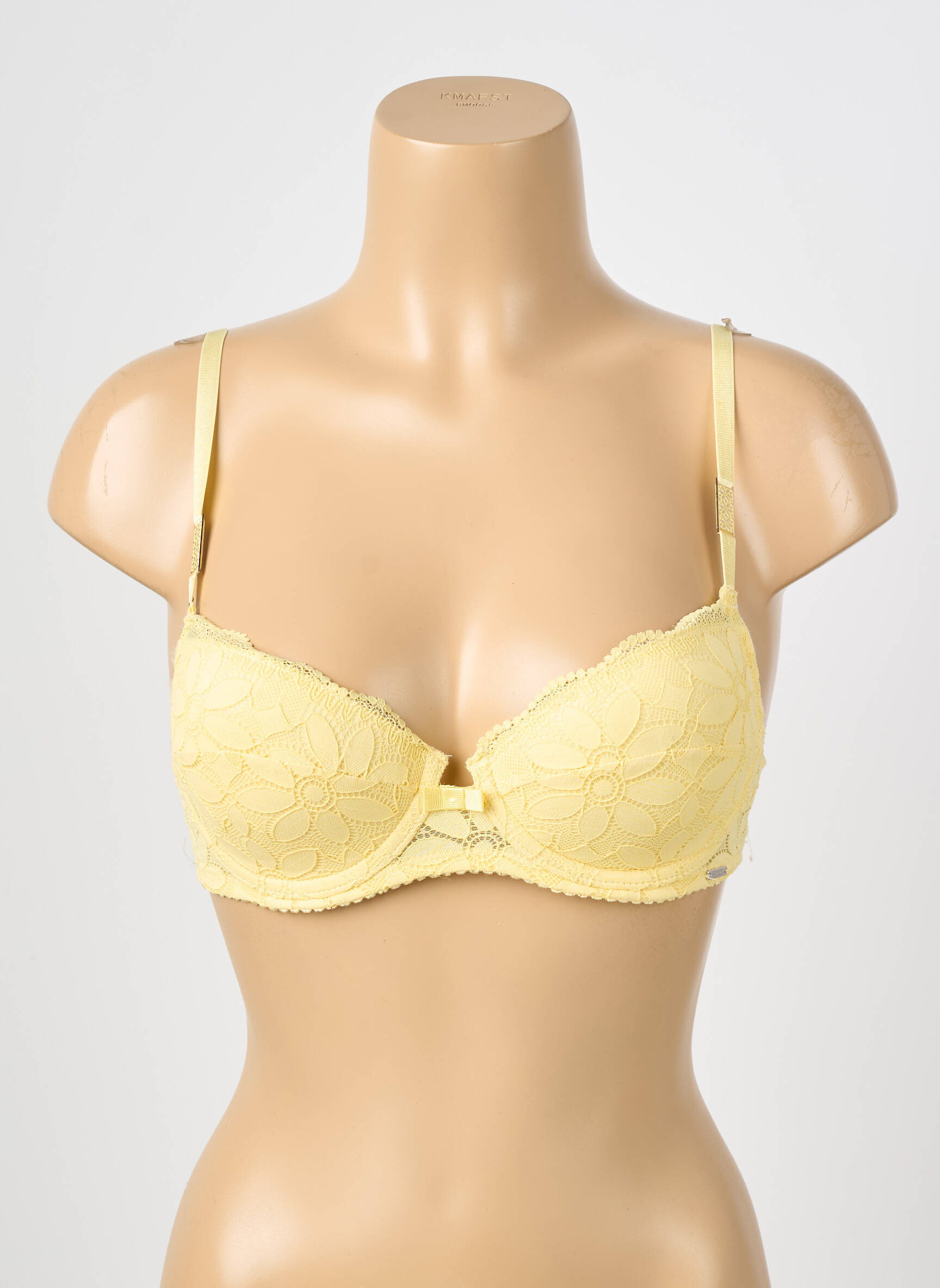 Soutien-gorge effet matière satinée haut soutien-gorge push-up jaune STEFFY femme