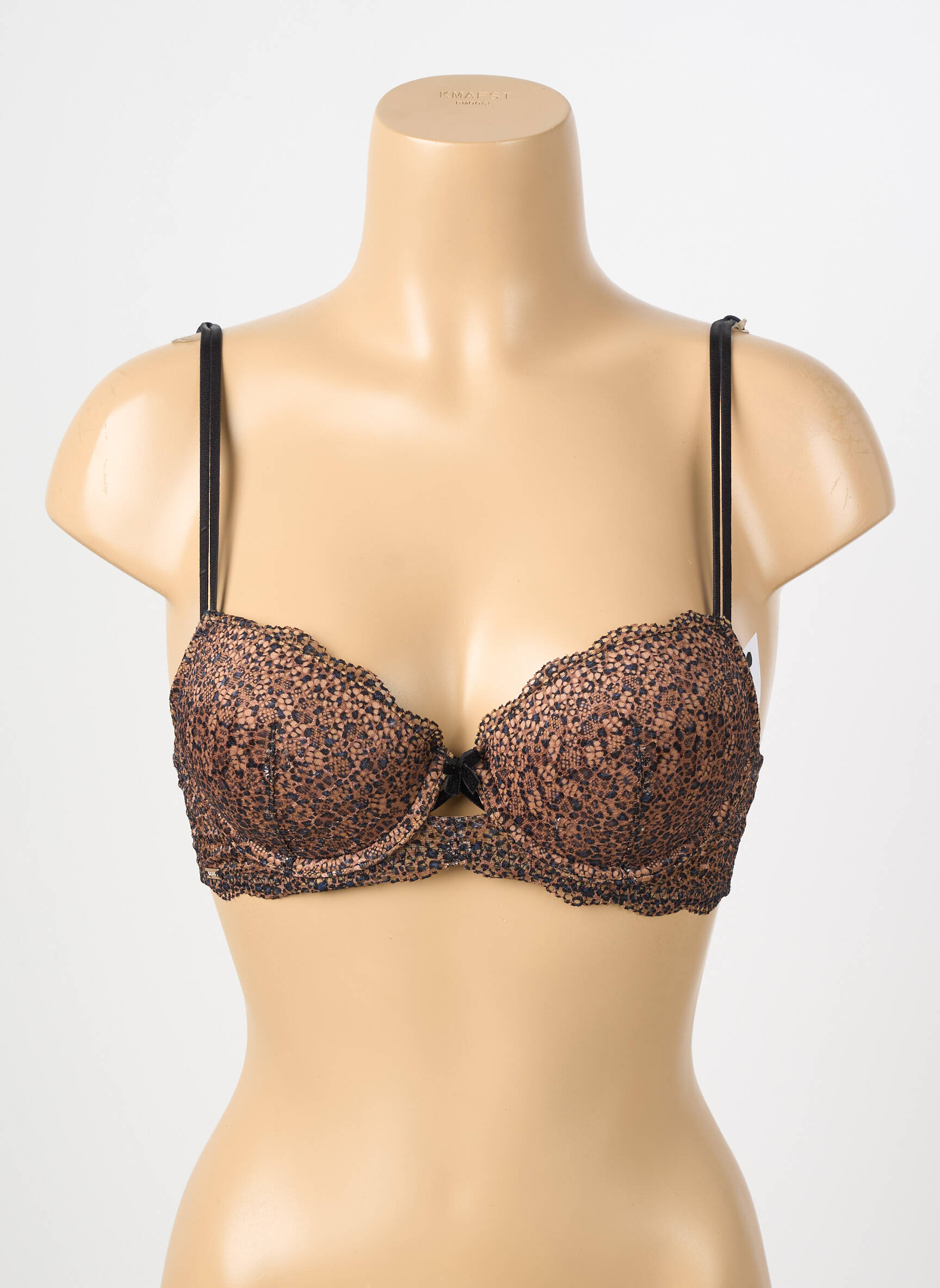 Soutien-gorge effet matière satinée haut soutien-gorge moulé marron VALEGE femme