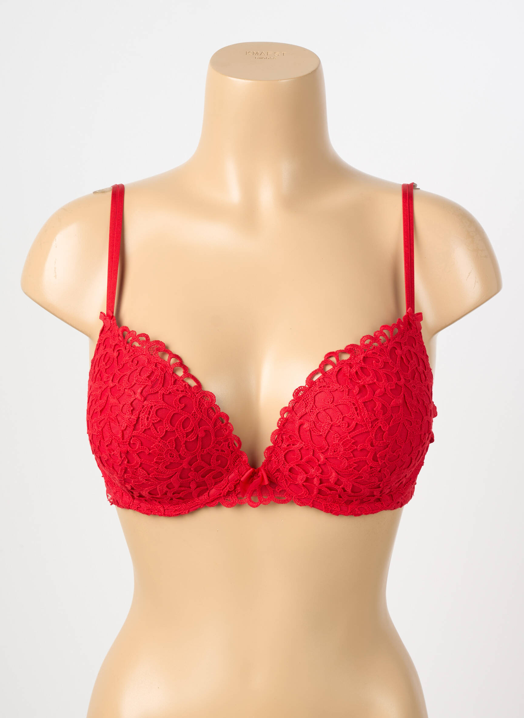 Soutien-gorge effet matière satinée haut soutien-gorge push-up rouge VALEGE femme