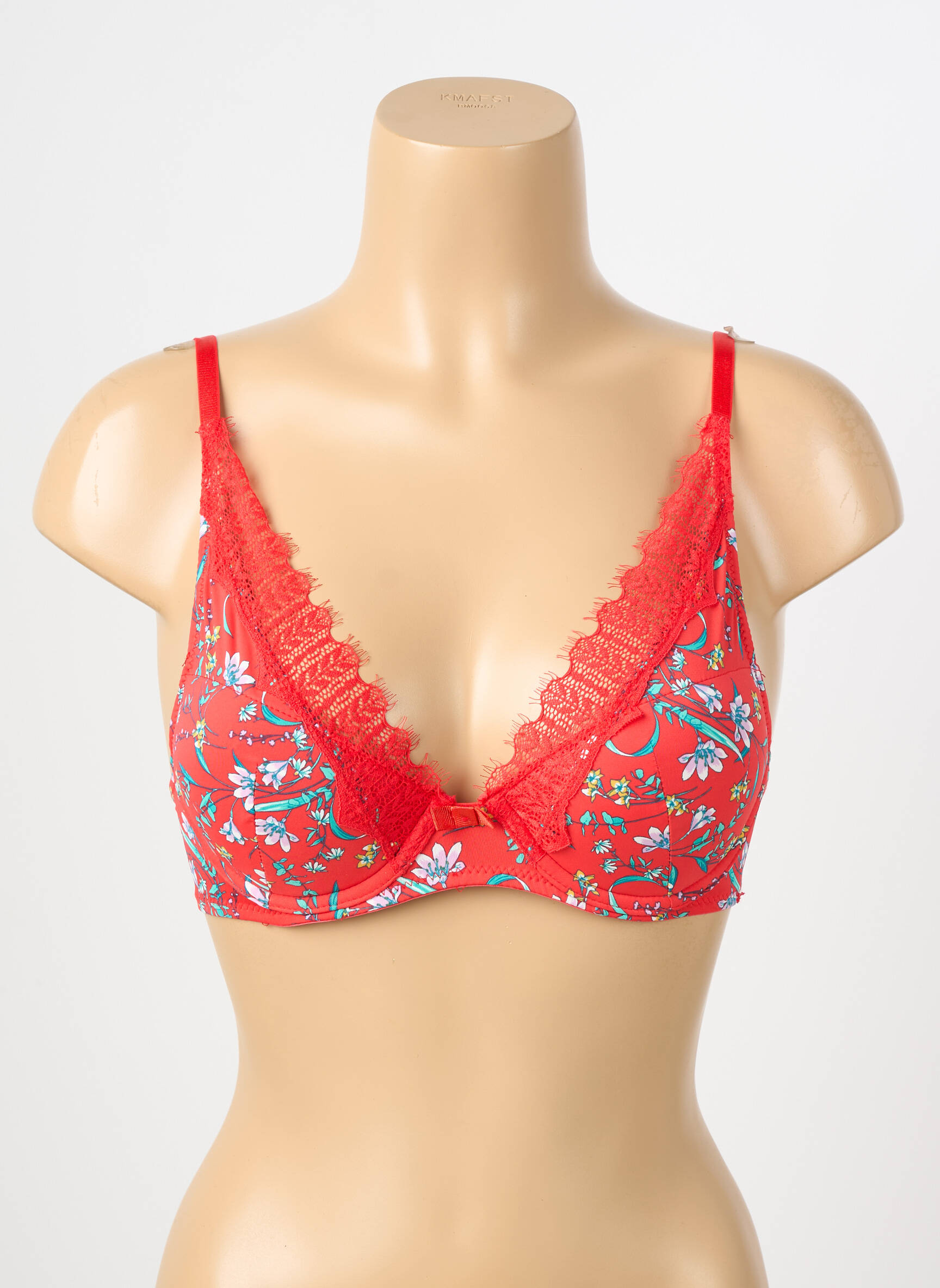 Soutien-gorge effet matière satinée haut soutien-gorge moulé rouge STEFFY femme