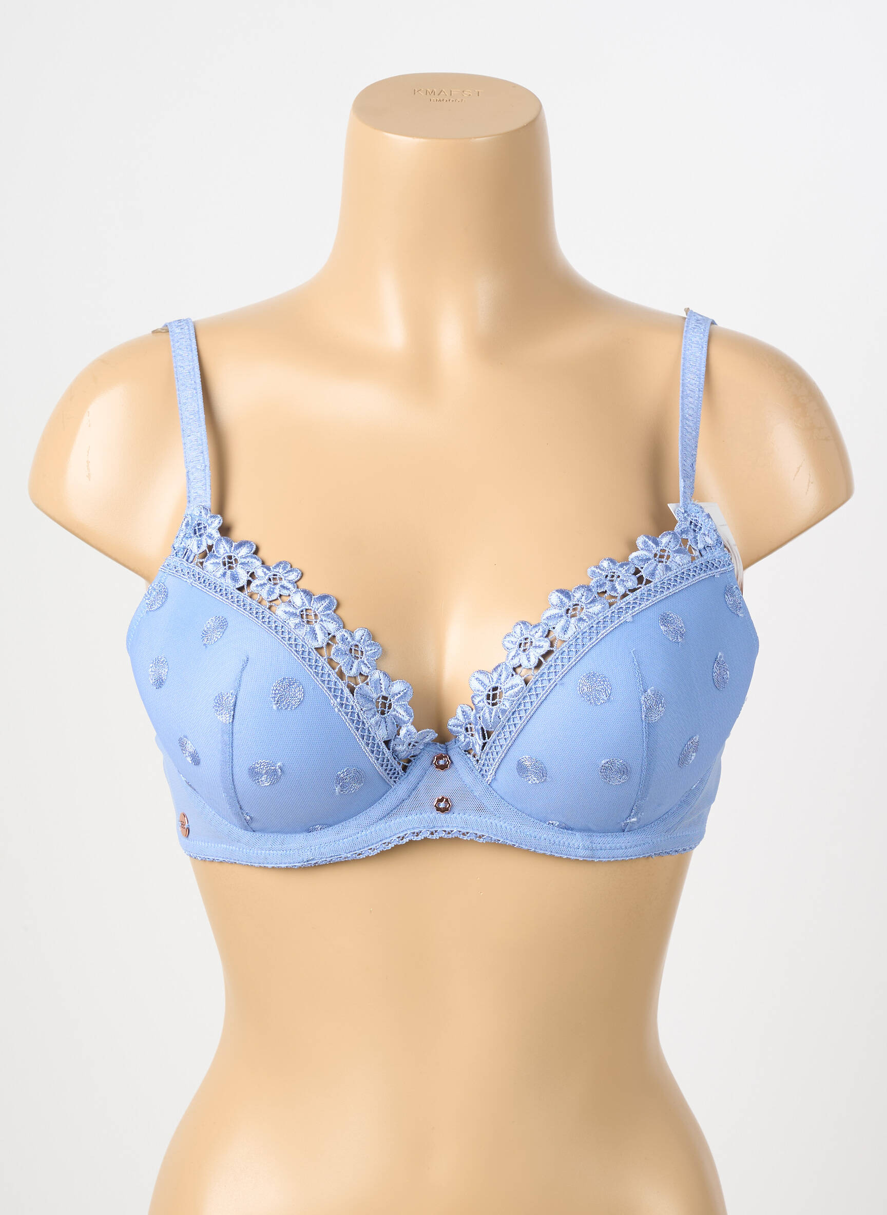 Soutien-gorge effet matière satinée haut soutien-gorge moulé bleu BRIGITTE BARDOT femme