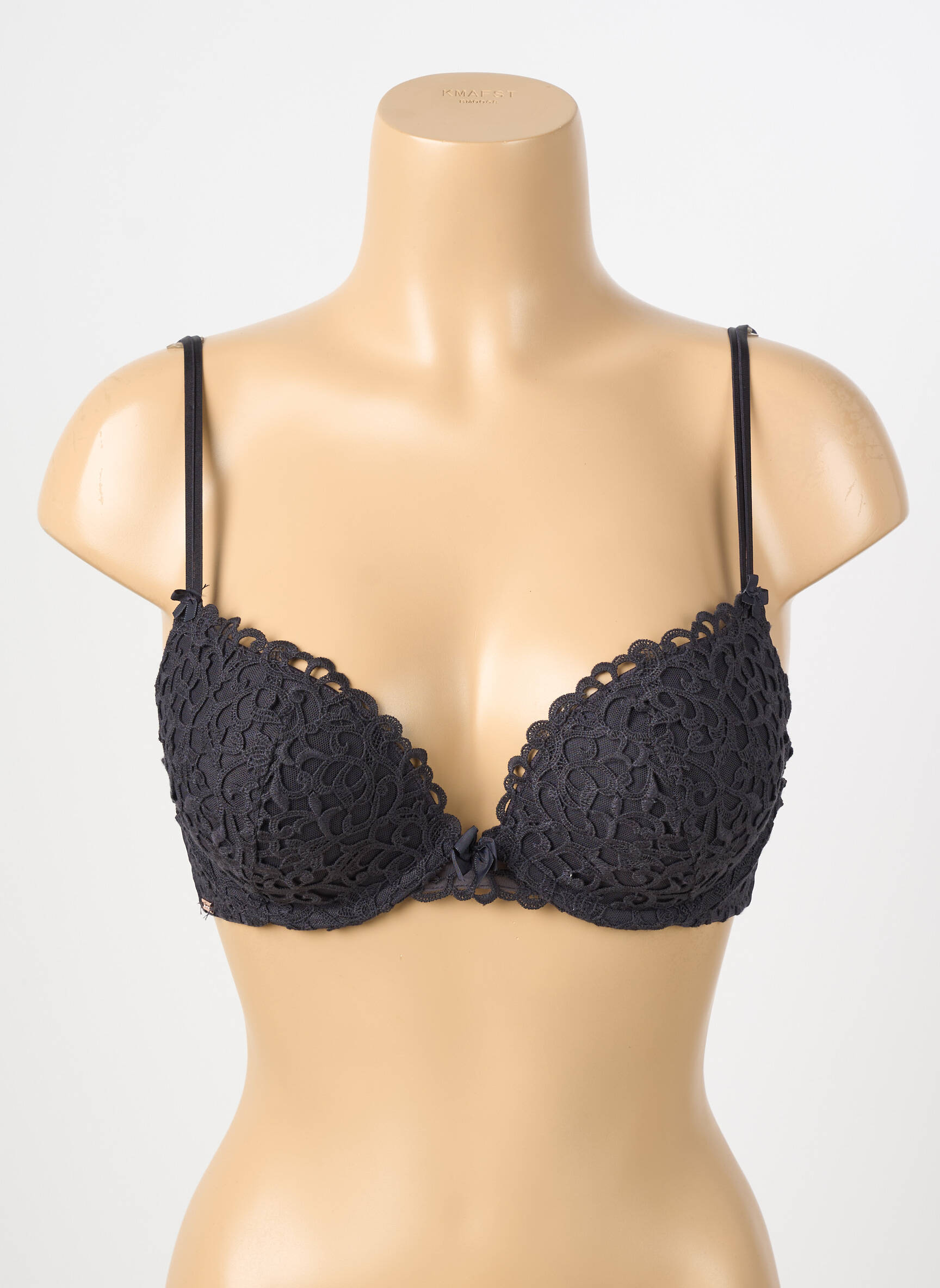 Soutien-gorge effet matière satinée haut soutien-gorge push-up noir VALEGE femme