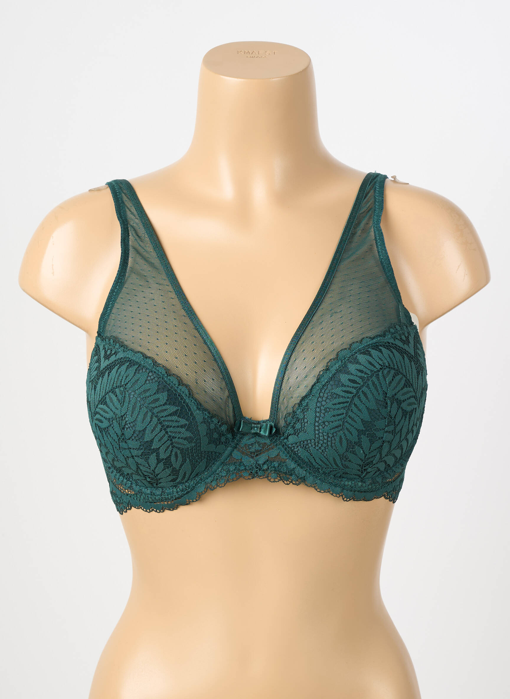 Soutien-gorge effet matière satinée haut soutien-gorge moulé vert STEFFY femme