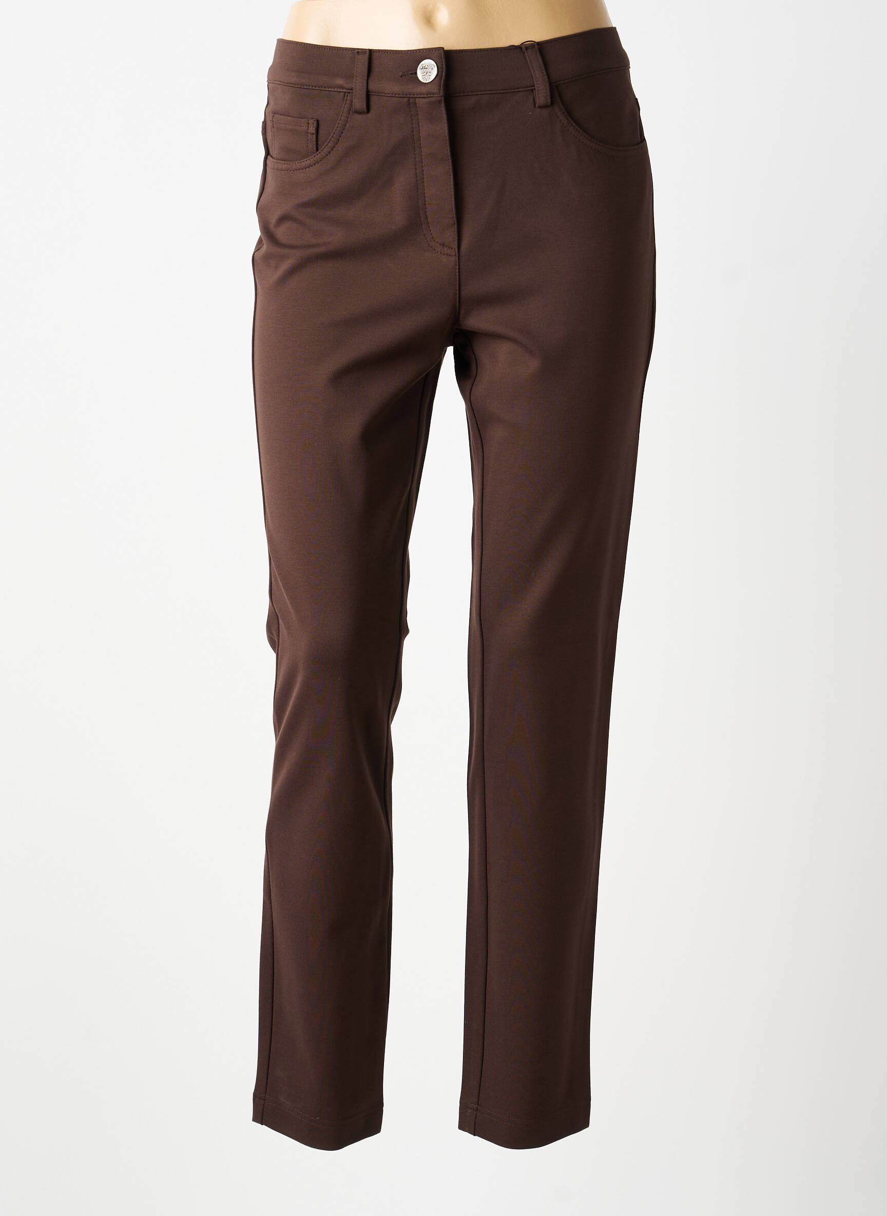 Pantalon slim stretch taille normale marron STARLING femme