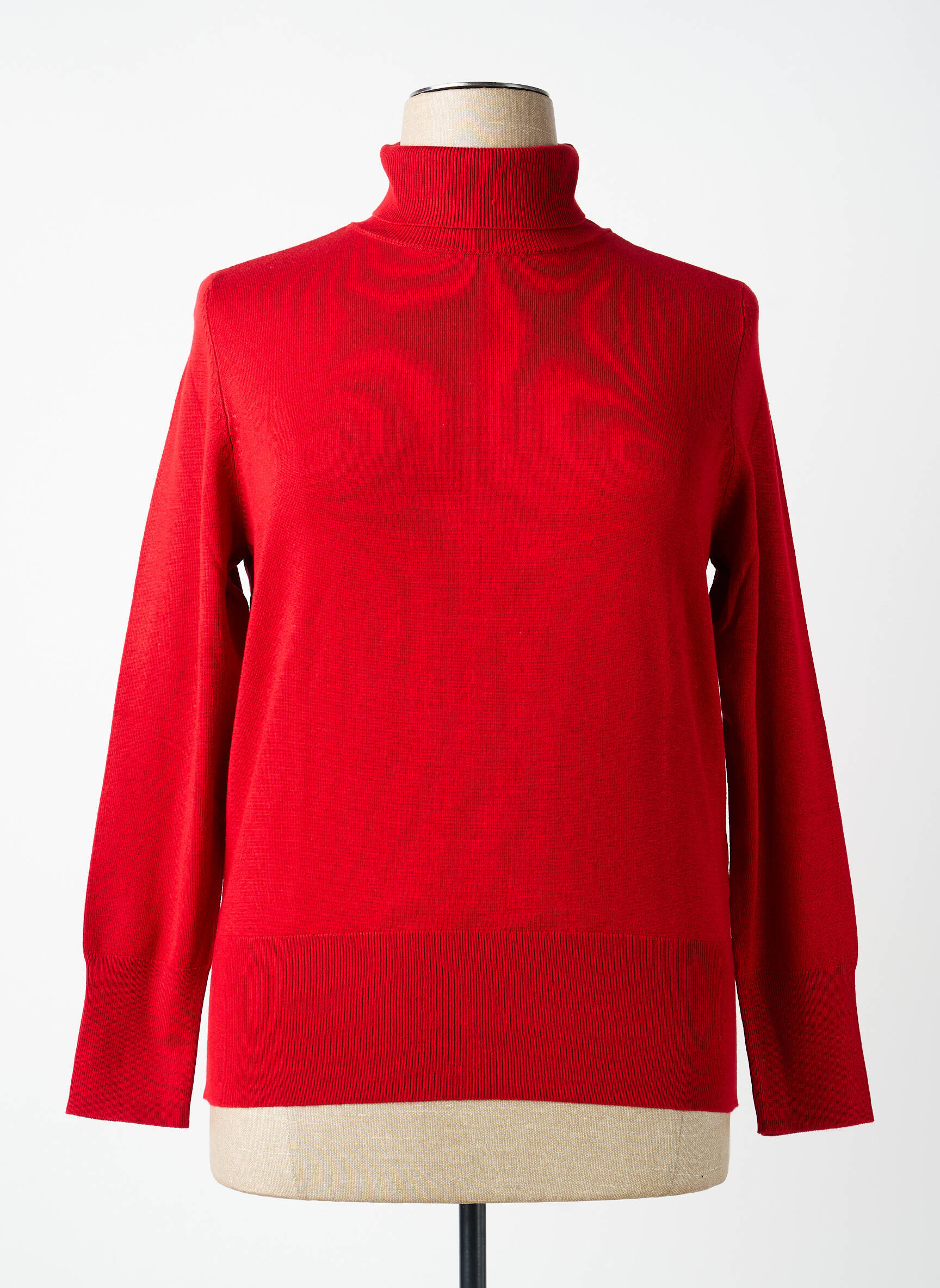 Pull col roulé stretch manches longues rouge BETTY BARCLAY femme