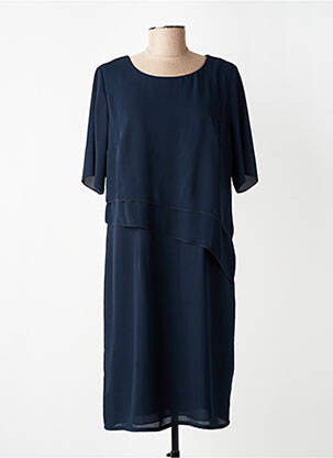 Robe mi-longue tissage crêpe manches courtes bleu SOMMERMANN femme