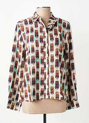 Chemisier imprimé fantaisie manches longues marron STORIATIPIC femme