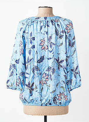 Blouse tissage popeline manches 3/4 bleu BIANCA femme