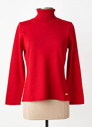 Pull col roulé coupe cintrée manches longues rouge DANEVA femme