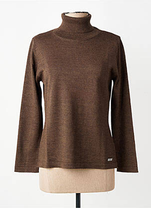 Pull col roulé coupe cintrée manches longues marron DANEVA femme