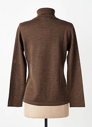 Pull col roulé coupe cintrée manches longues marron DANEVA femme