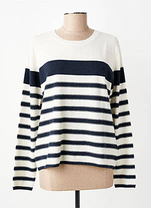 Pull coupe droite manches longues blanc ESTHEME femme