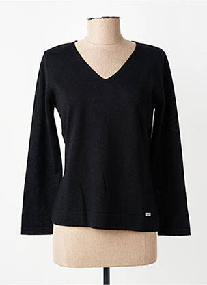 Pull coupe cintrée manches longues noir DANEVA femme
