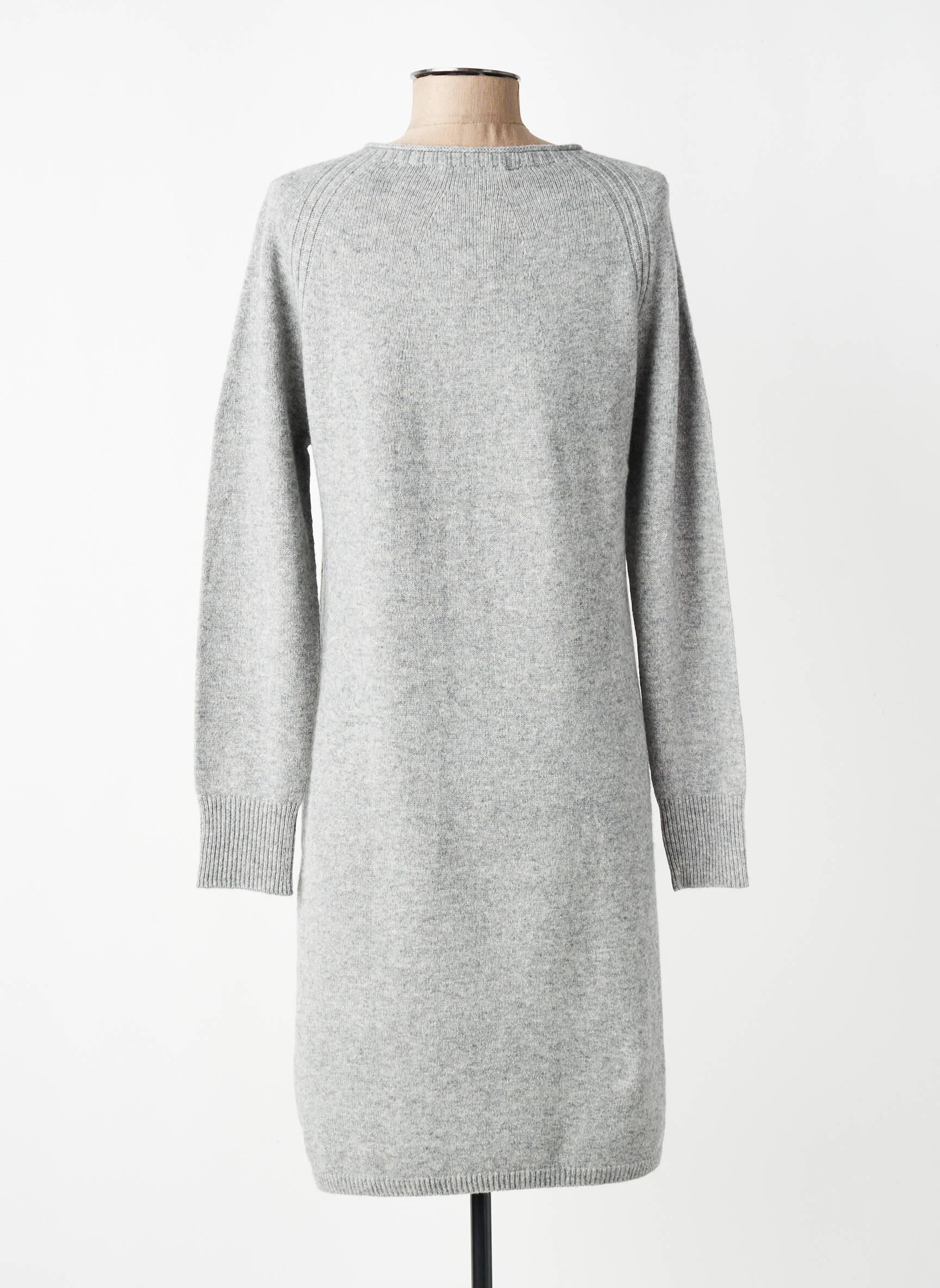 Robe pull coupe droite manches longues gris OUI femme