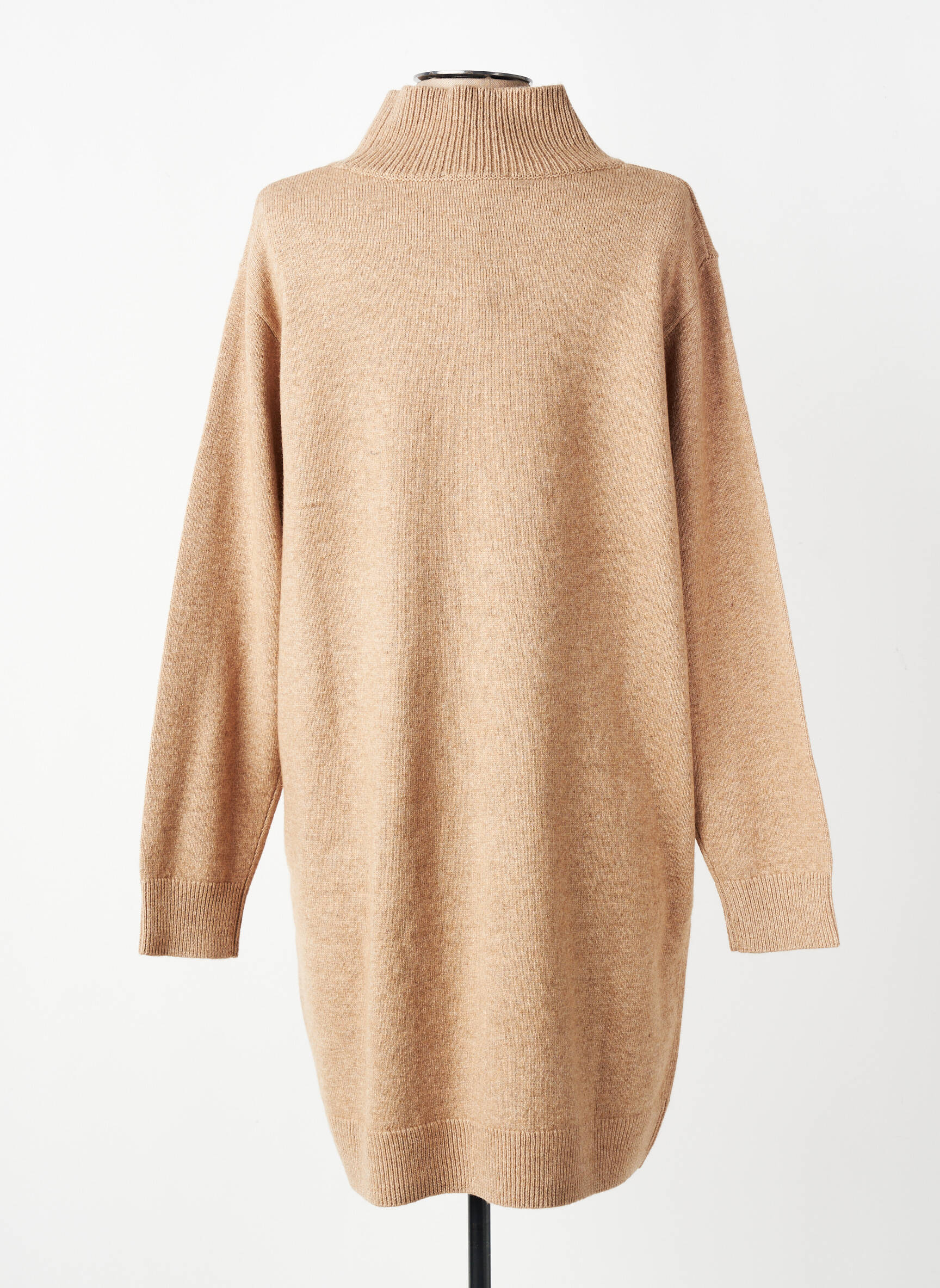 Robe pull coupe droite manches longues marron OUI femme
