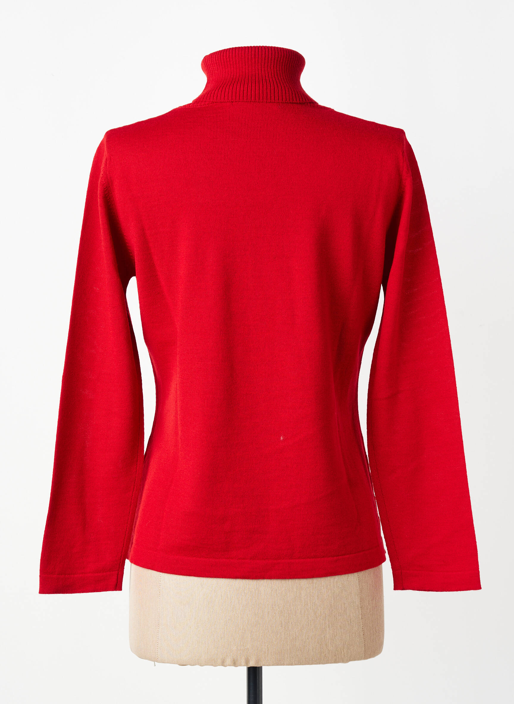 Pull col roulé coupe cintrée manches longues rouge DANEVA femme