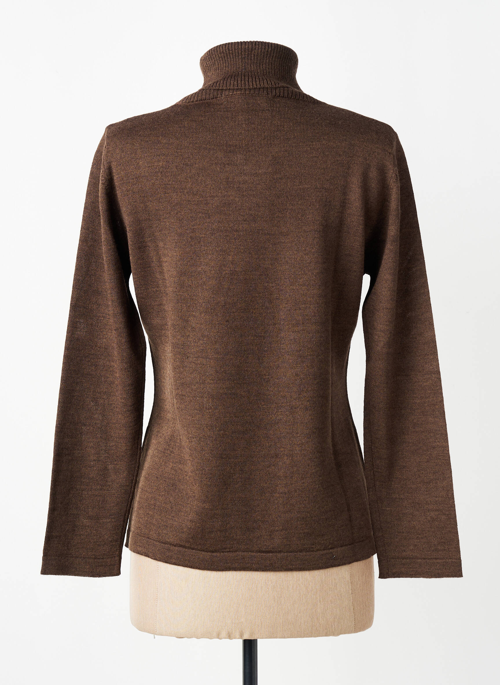 Pull col roulé coupe cintrée manches longues marron DANEVA femme