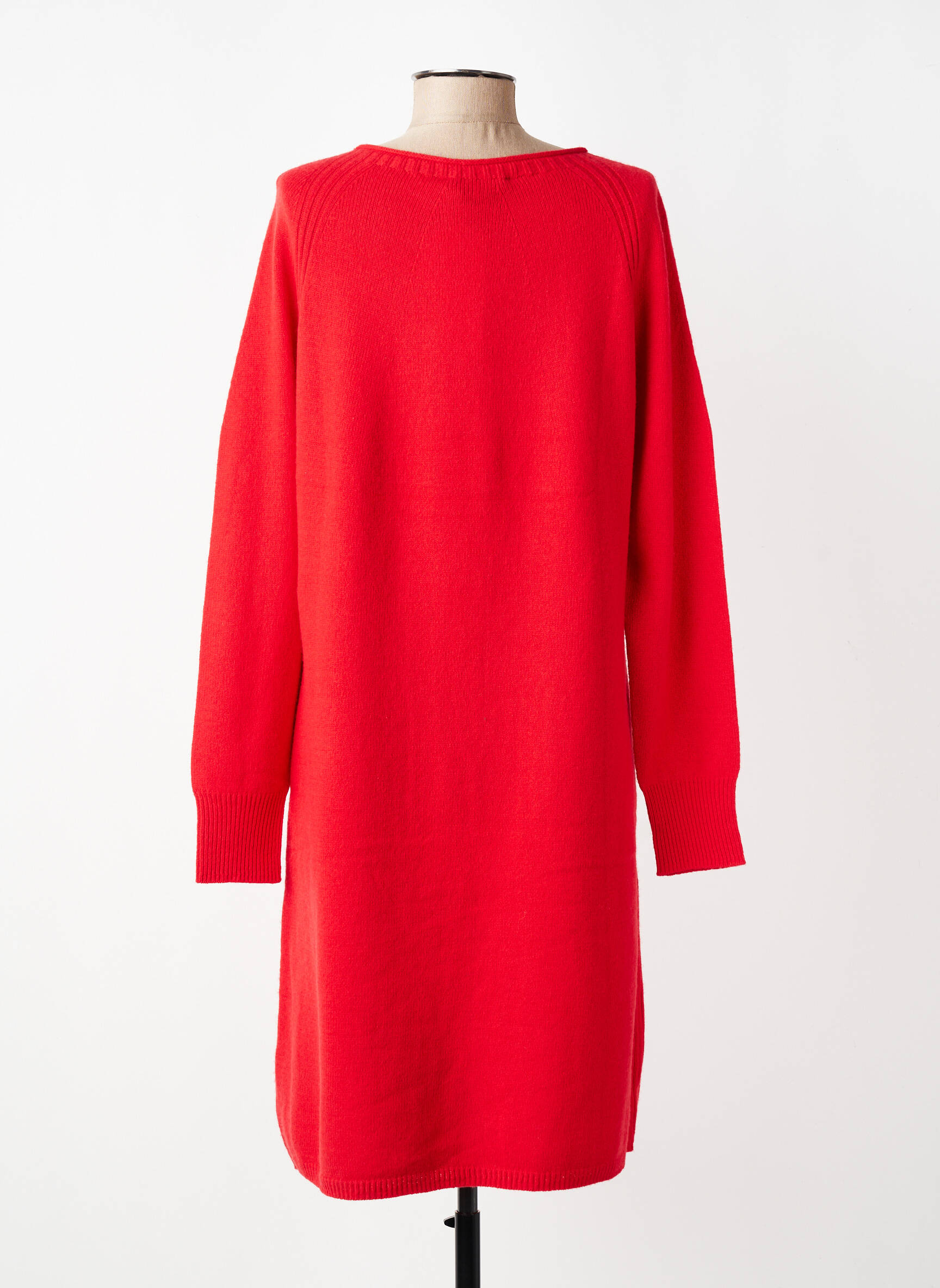 Robe pull coupe droite manches longues rouge OUI femme