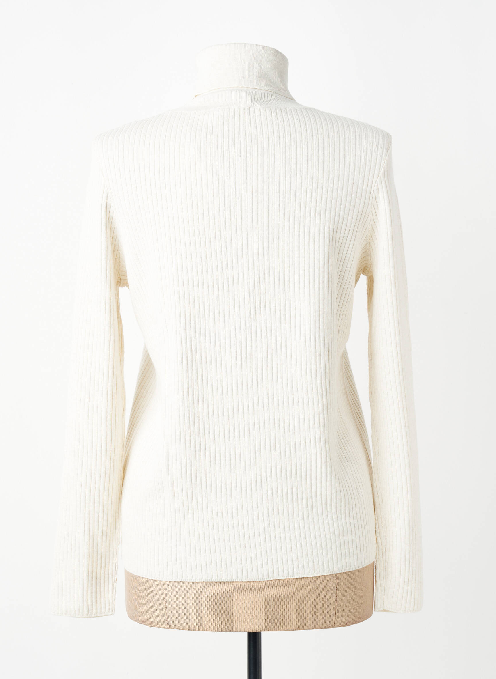 Pull col roulé coupe cintrée manches longues blanc OUI femme