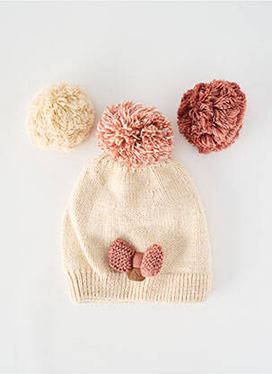 Bonnet bord-côtes beige CABAÏA fille