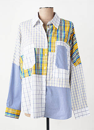 Chemisier tissage popeline manches longues bleu OTTANTOTTO femme