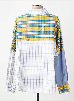 Chemisier tissage popeline manches longues bleu OTTANTOTTO femme