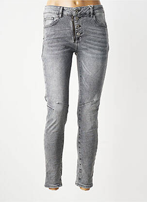 Jeans coupe slim stretch taille normale gris MELLY & CO femme