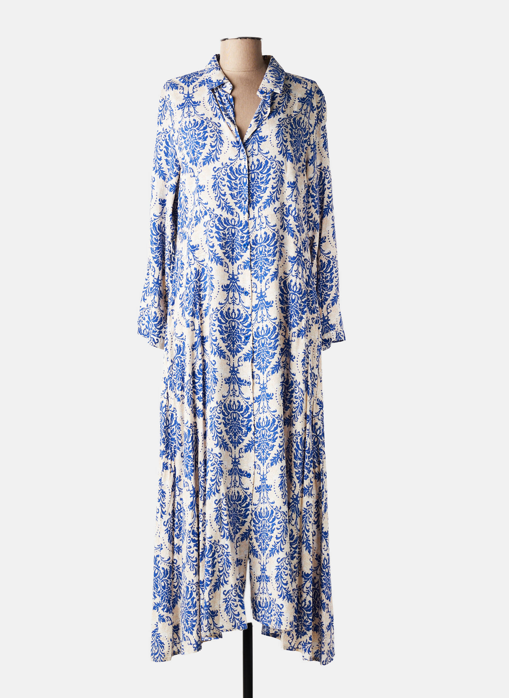 Robe longue manches longues manches longues bleu TIRAMISU femme
