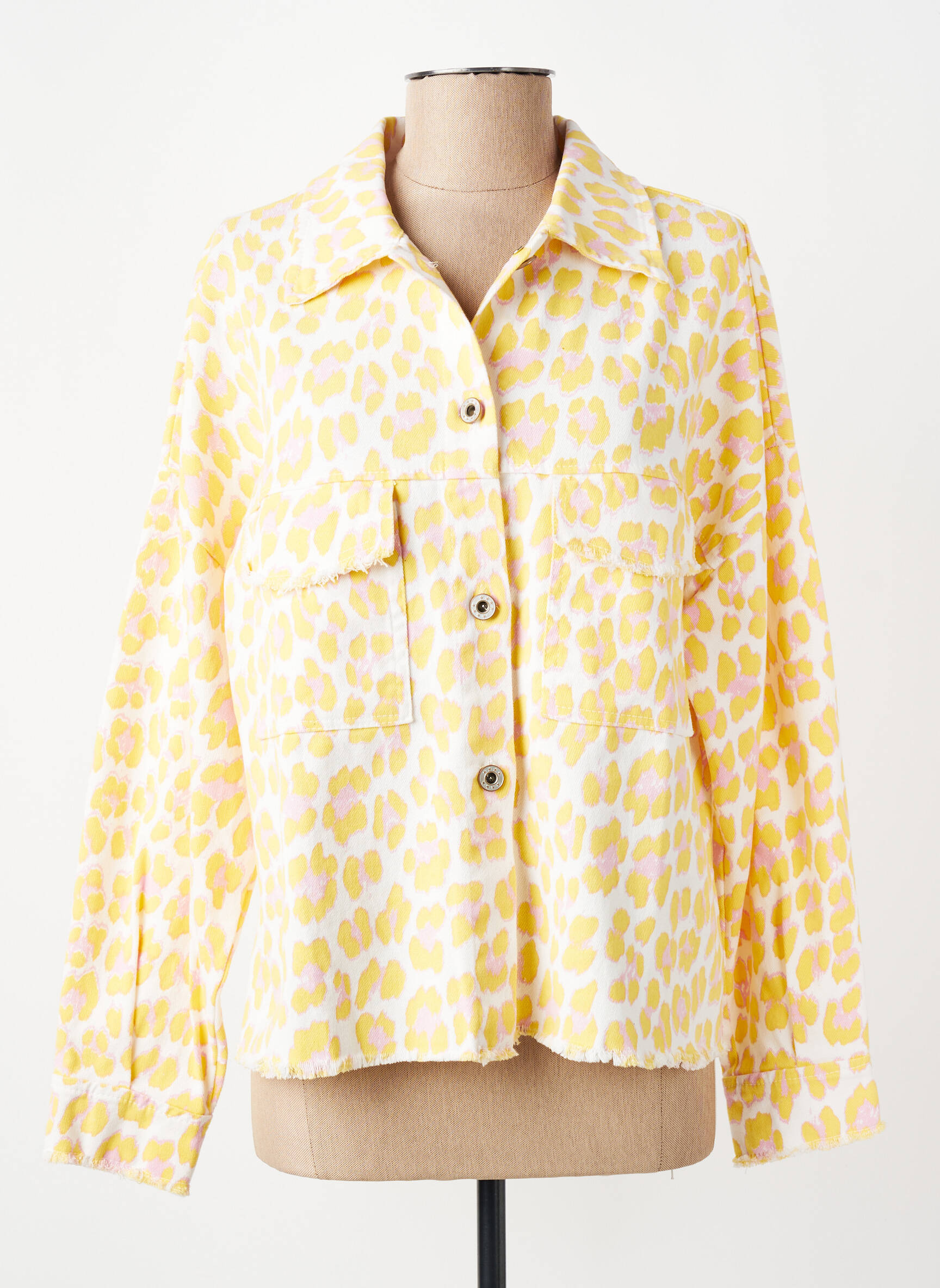 Veste casual poignets boutonnés avec fente jaune OTTANTOTTO femme