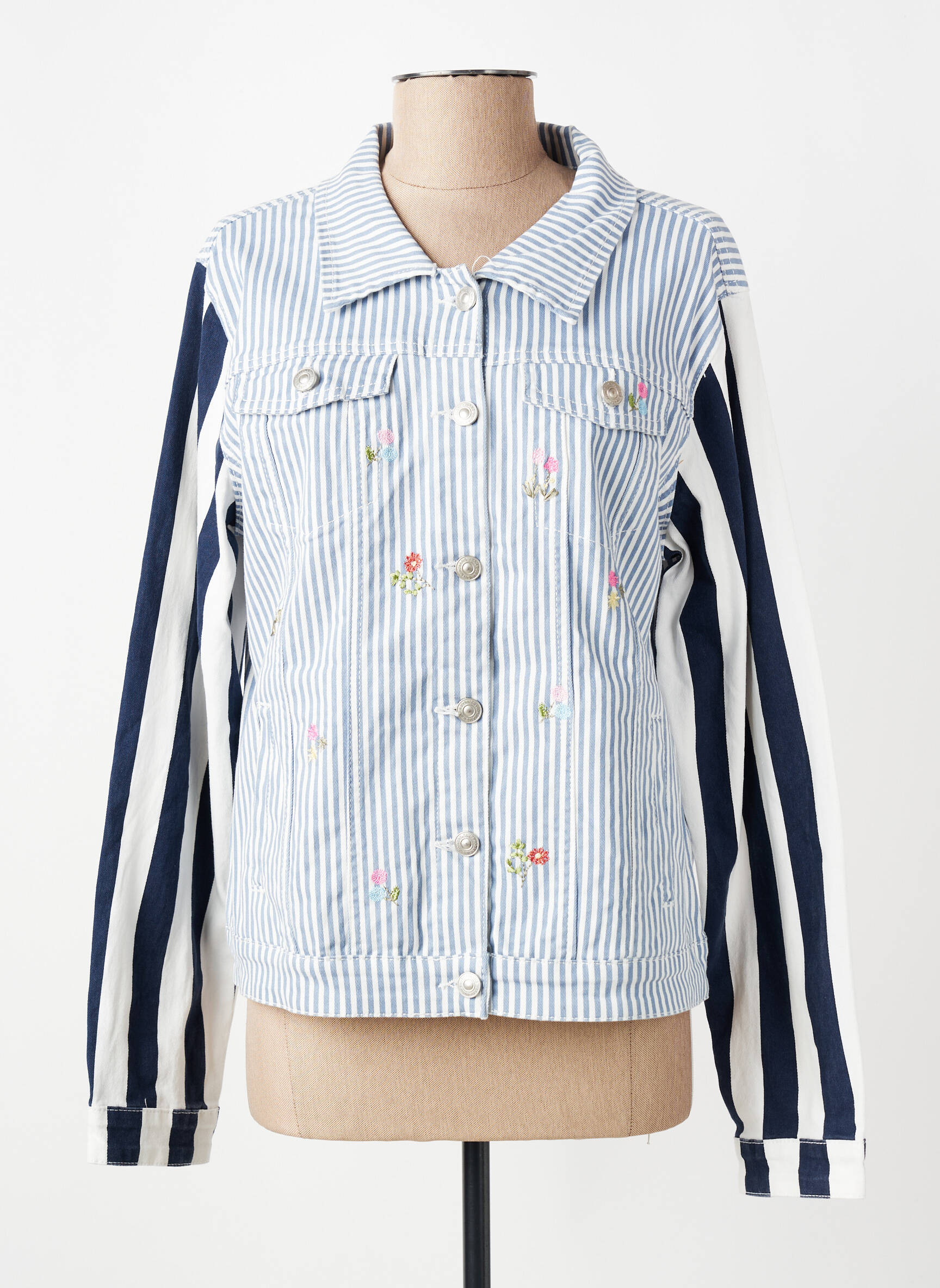Veste casual poignets boutonnés avec fente bleu MAISON ONADO femme