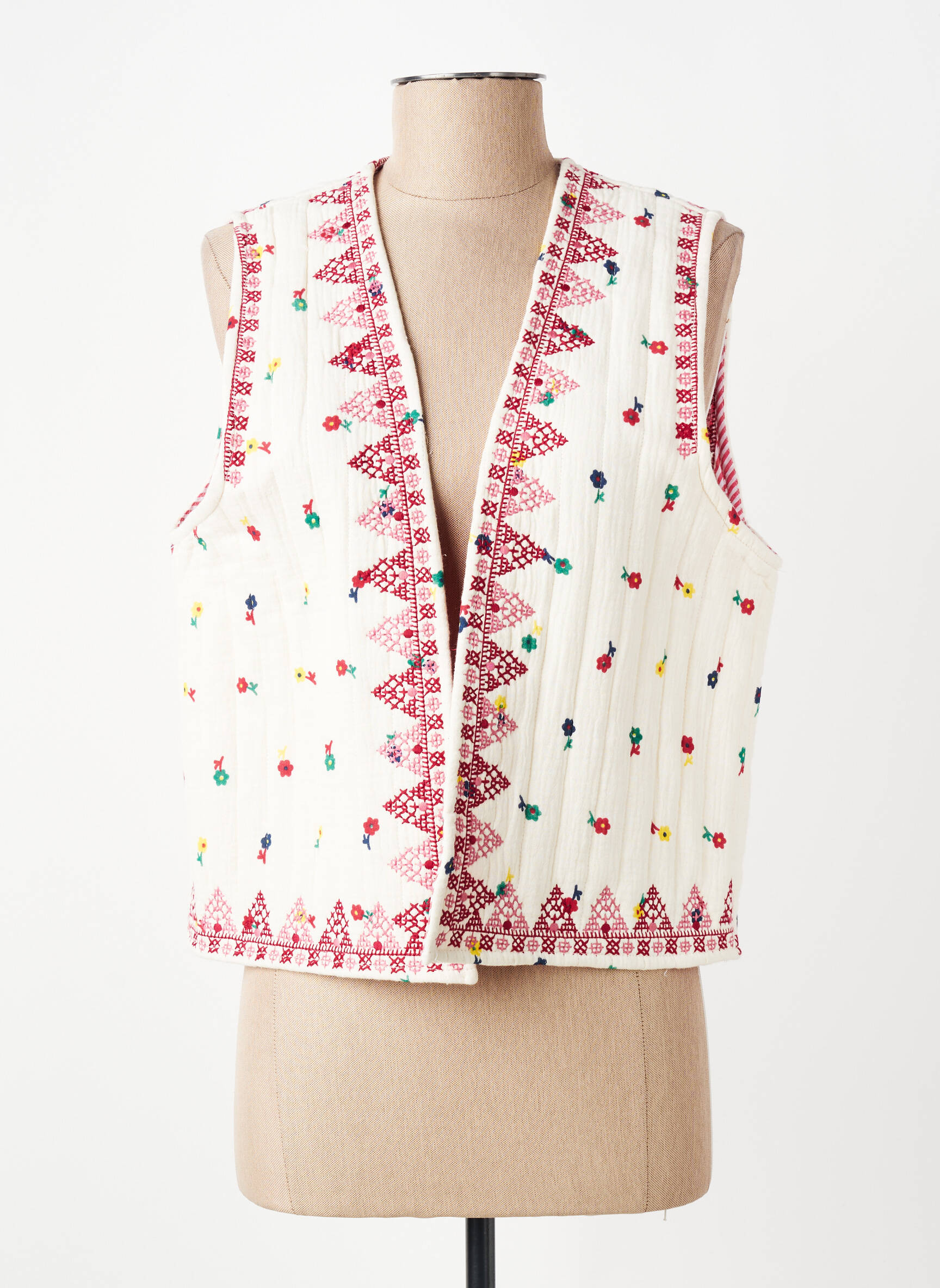 Gilet sans manche coupe droite beige OTTANTOTTO femme