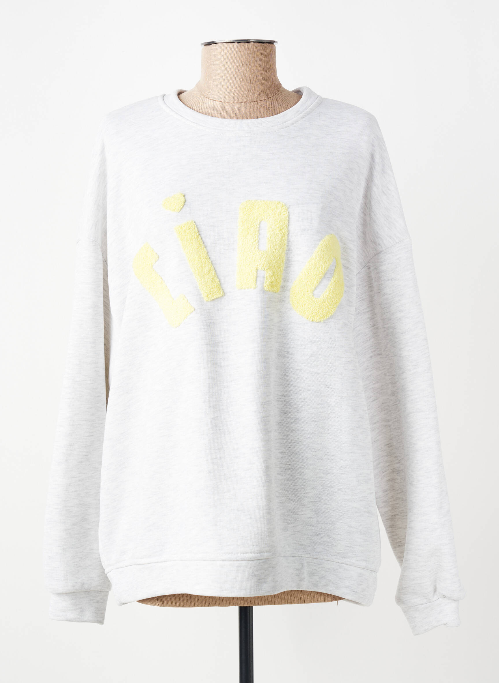 Sweat-shirt broderie manches longues gris OTTANTOTTO femme