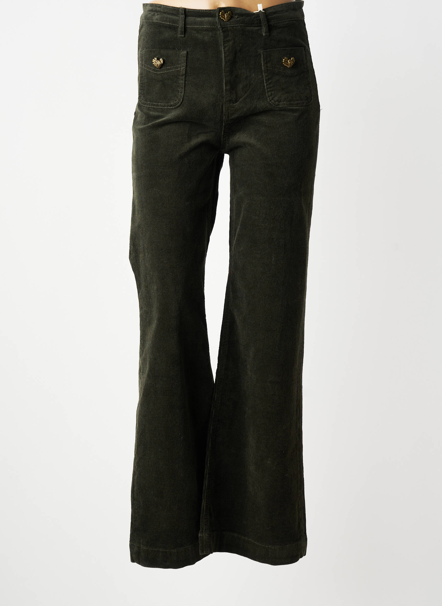 Pantalon flare stretch taille haute vert MAISON ONADO femme