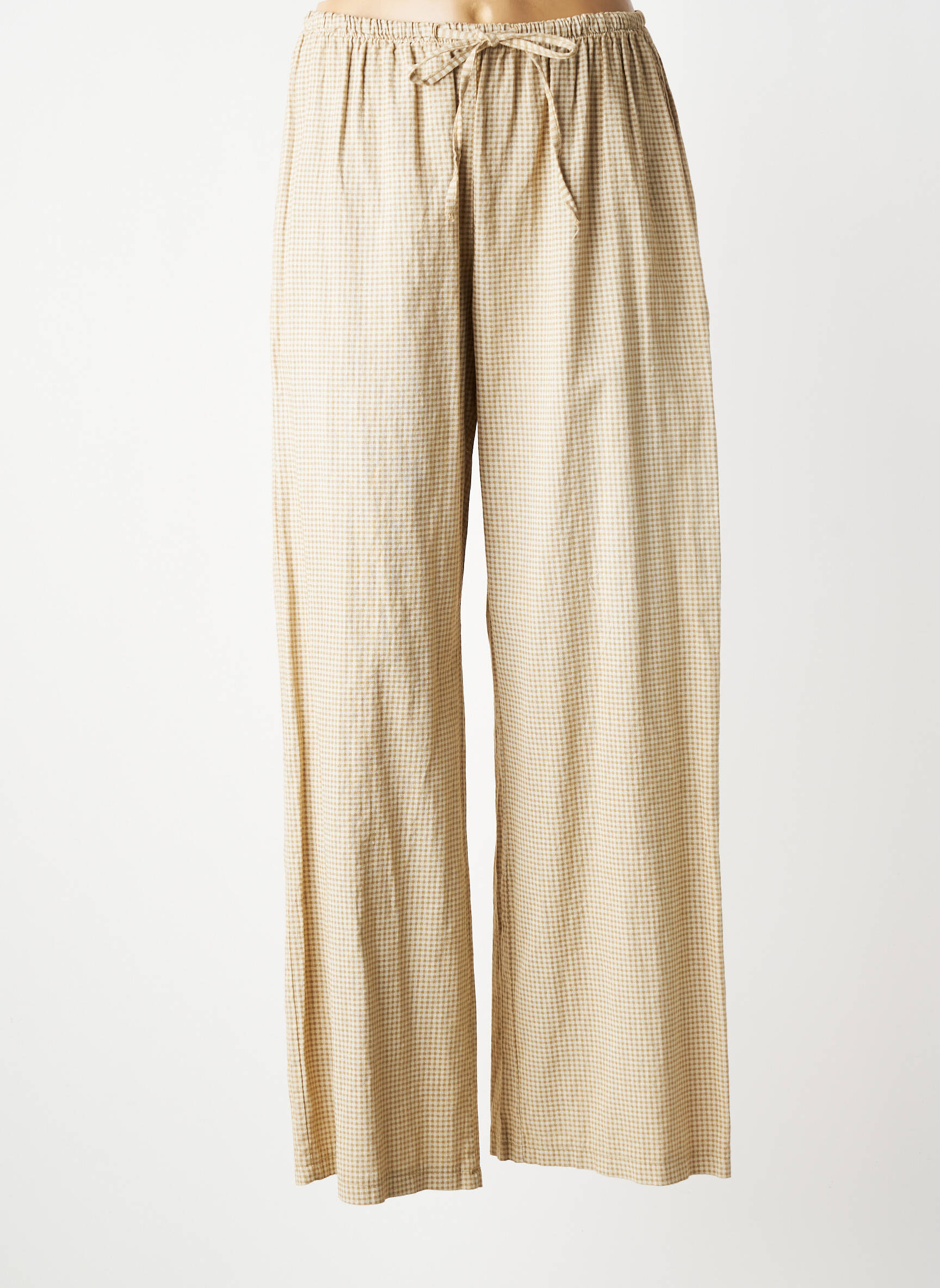 Pantalon large tissage crêpe taille normale beige OTTANTOTTO femme