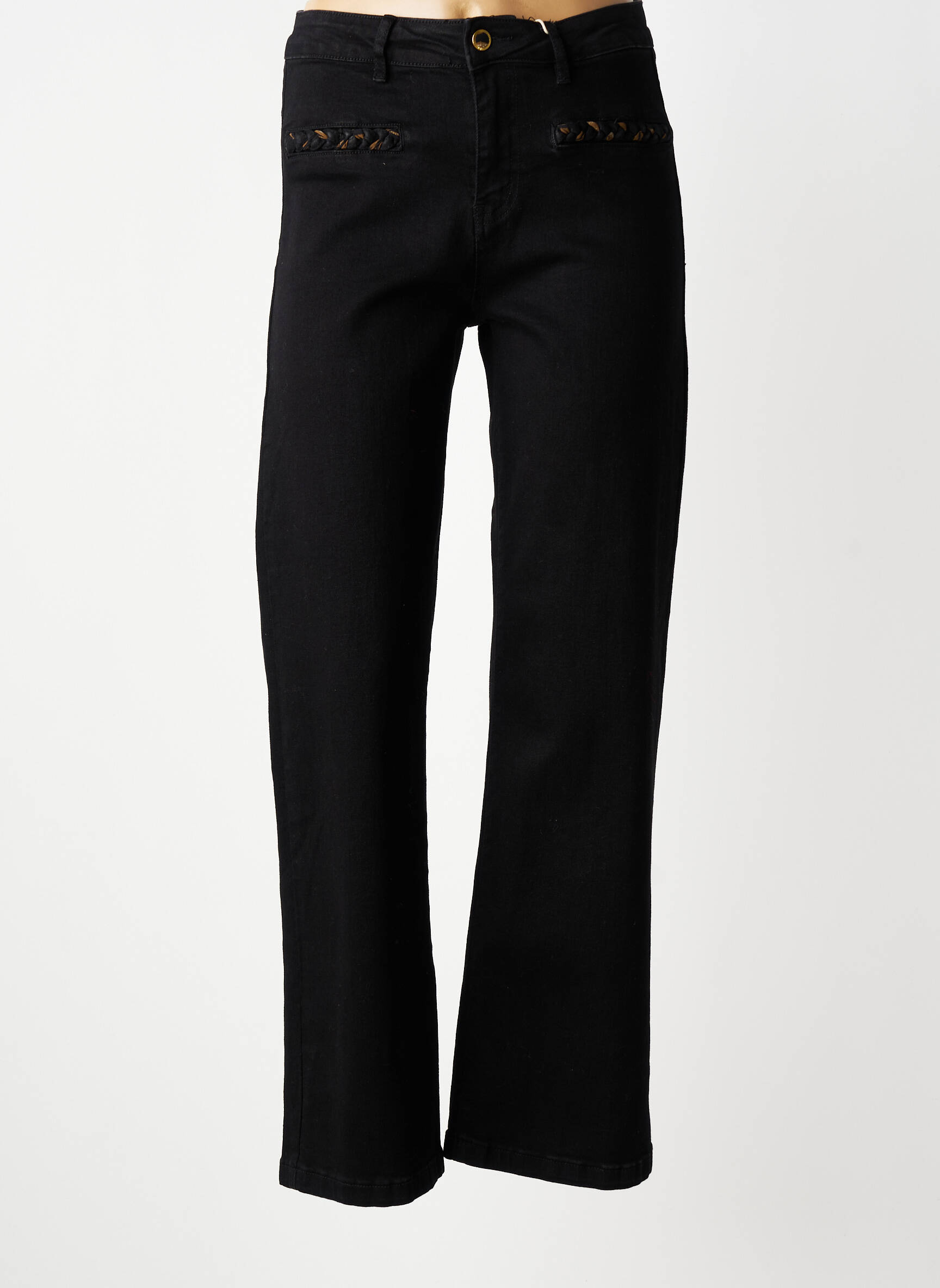 Jeans coupe droite taille haute taille haute noir MAISON ONADO femme