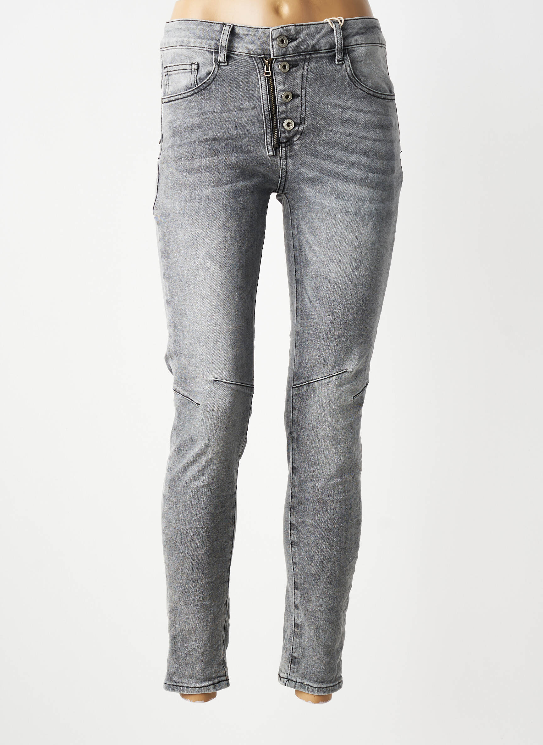 Jeans coupe slim stretch taille normale gris MELLY & CO femme