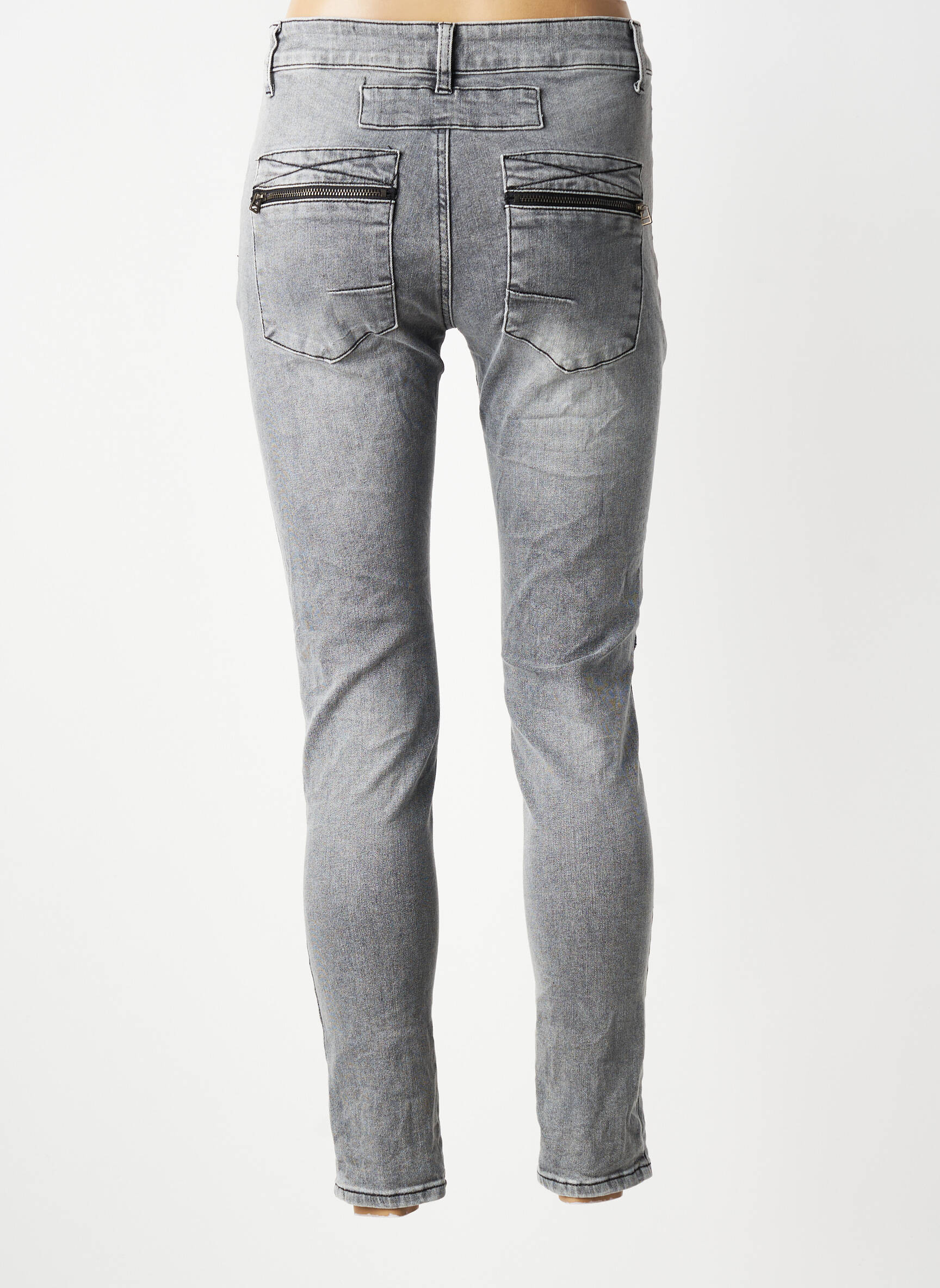 Jeans coupe slim stretch taille normale gris MELLY & CO femme