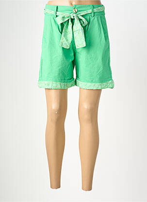 Short tissage denim taille normale vert MADE IN ITALY femme