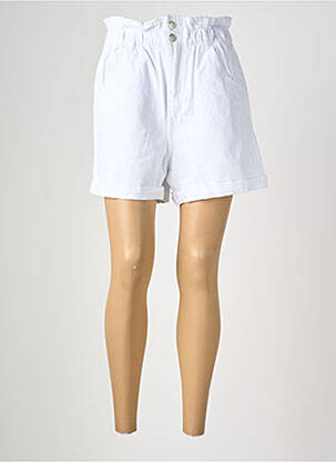 Short tissage denim taille haute blanc TIFFOSI femme