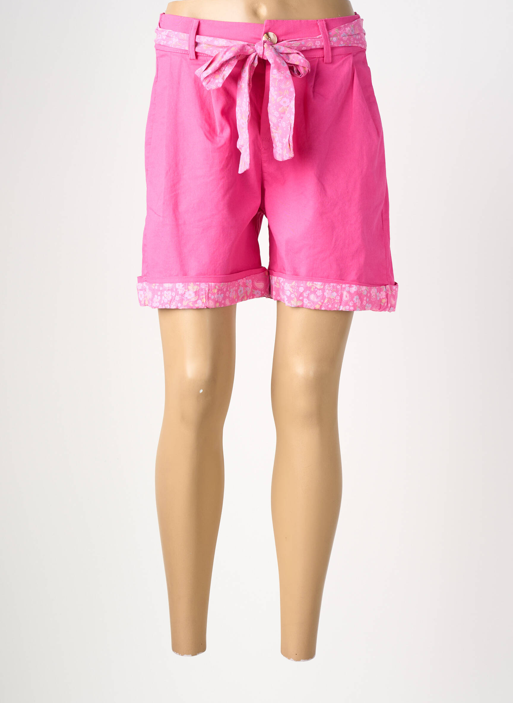 Short tissage denim taille normale rose MADE IN ITALY femme