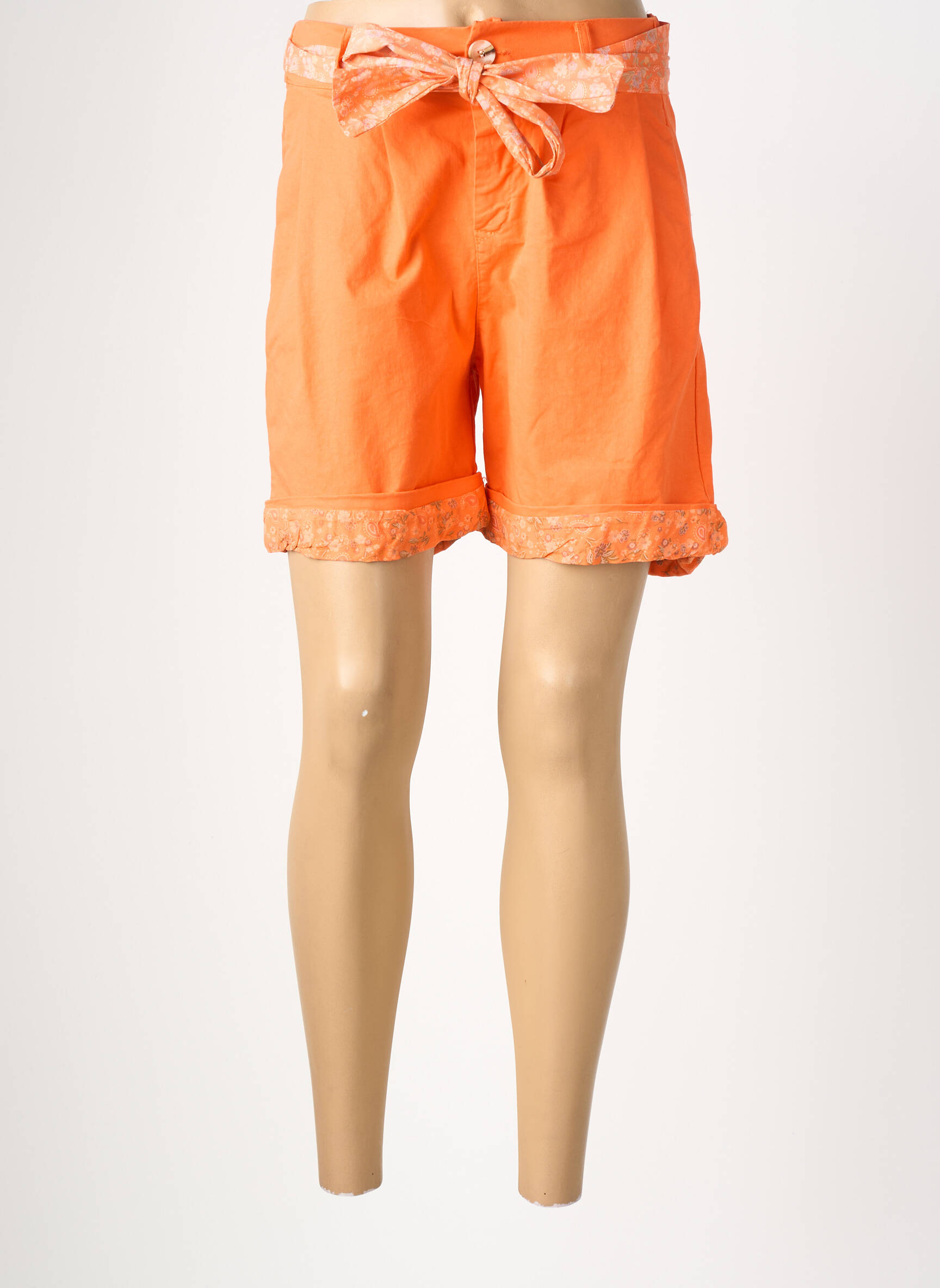 Short tissage denim taille normale orange MADE IN ITALY femme