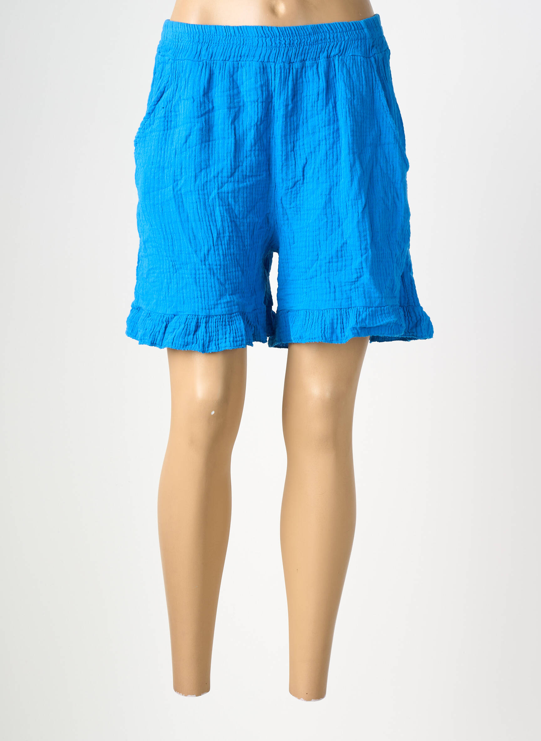 Short taille élastique taille haute bleu L'ESSENTIEL femme