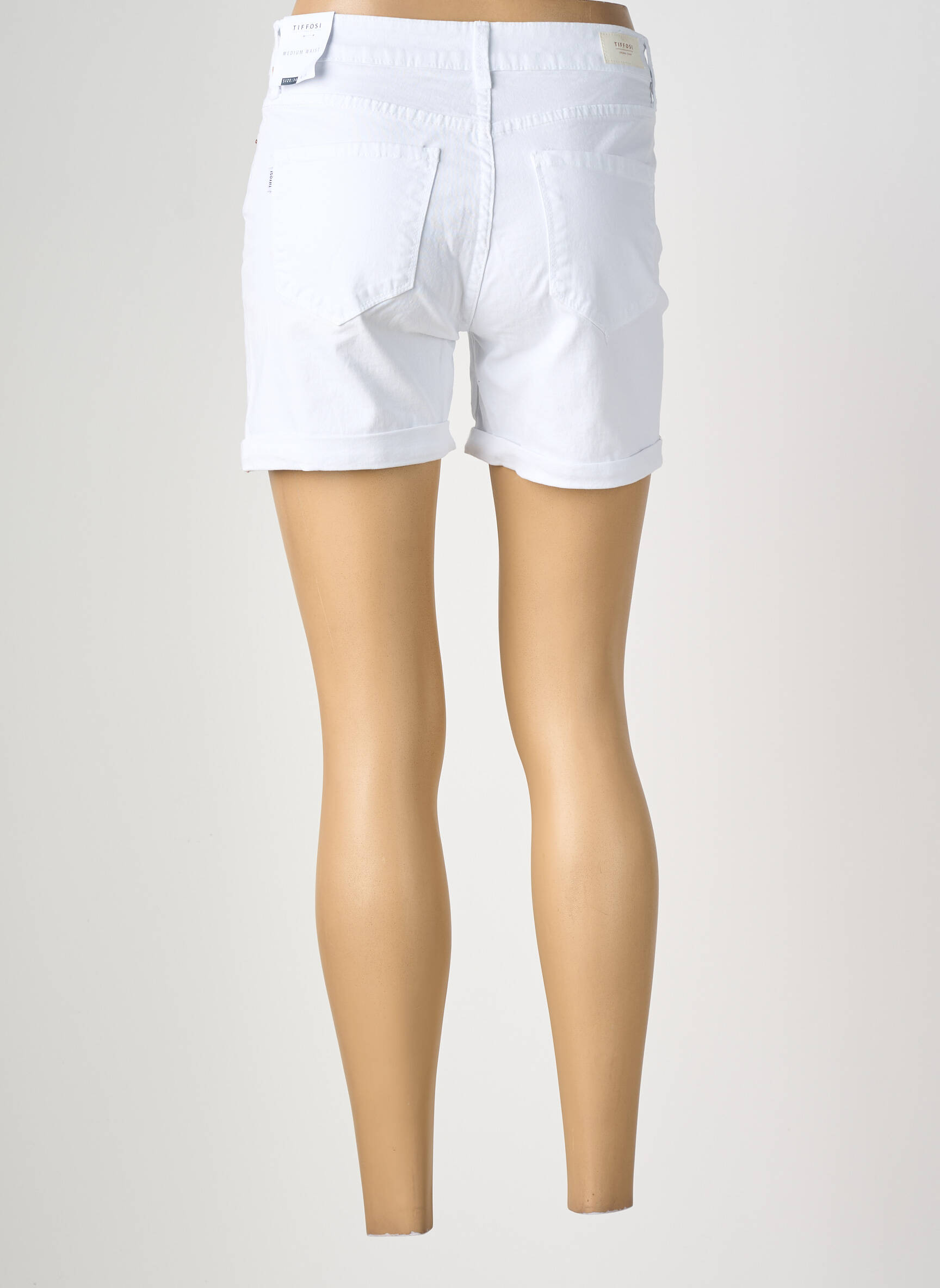 Short tissage denim taille normale blanc TIFFOSI femme