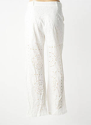 Pantalon large tissage popeline taille haute blanc DROLE DE COPINE femme