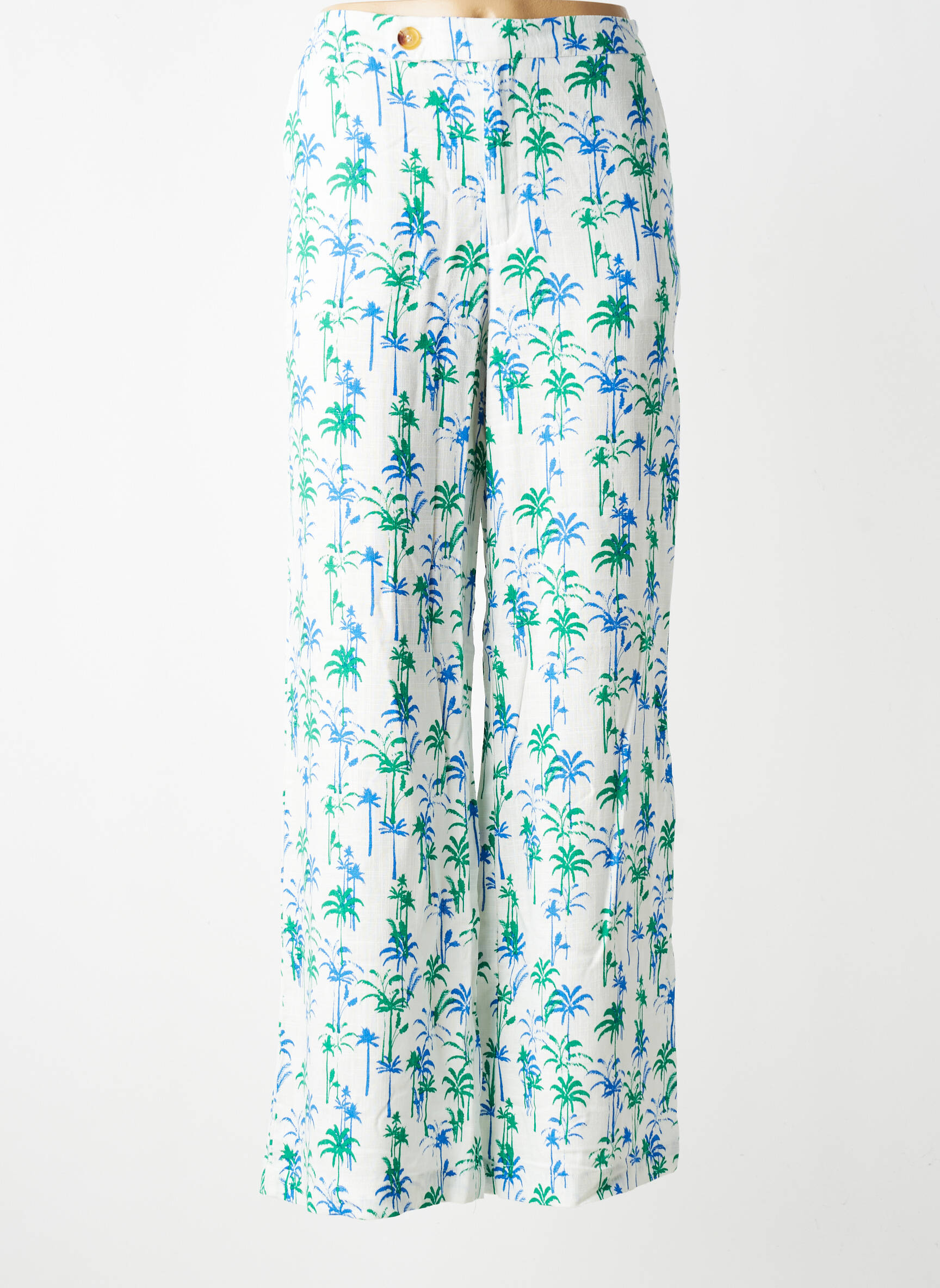 Pantalon large fermeture zippée sous rabat boutonné taille normale vert TIFFOSI femme