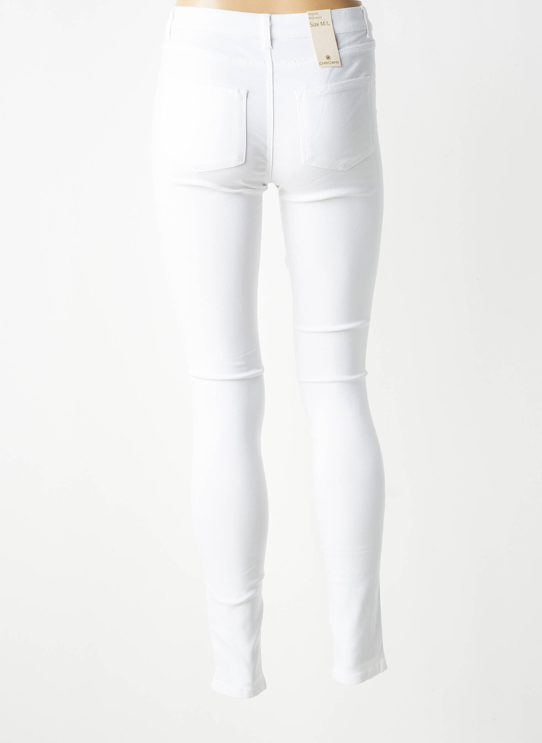 Jeans skinny taille normale taille normale blanc PIECES femme