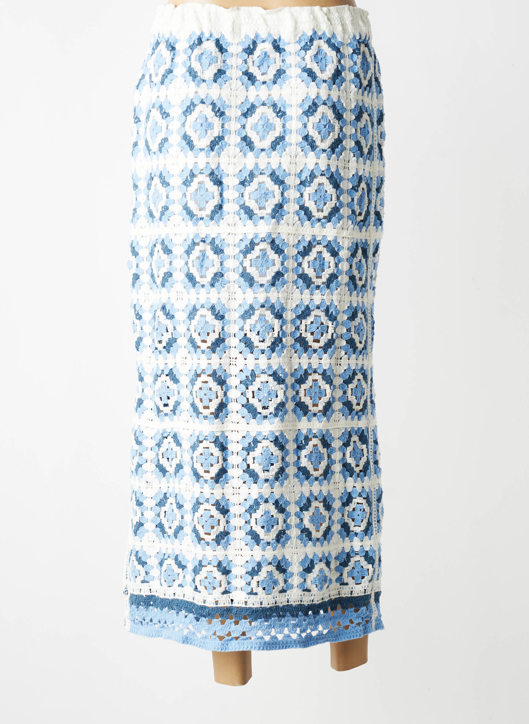 Jupe longue coupe droite bleu EXQUISS'S femme