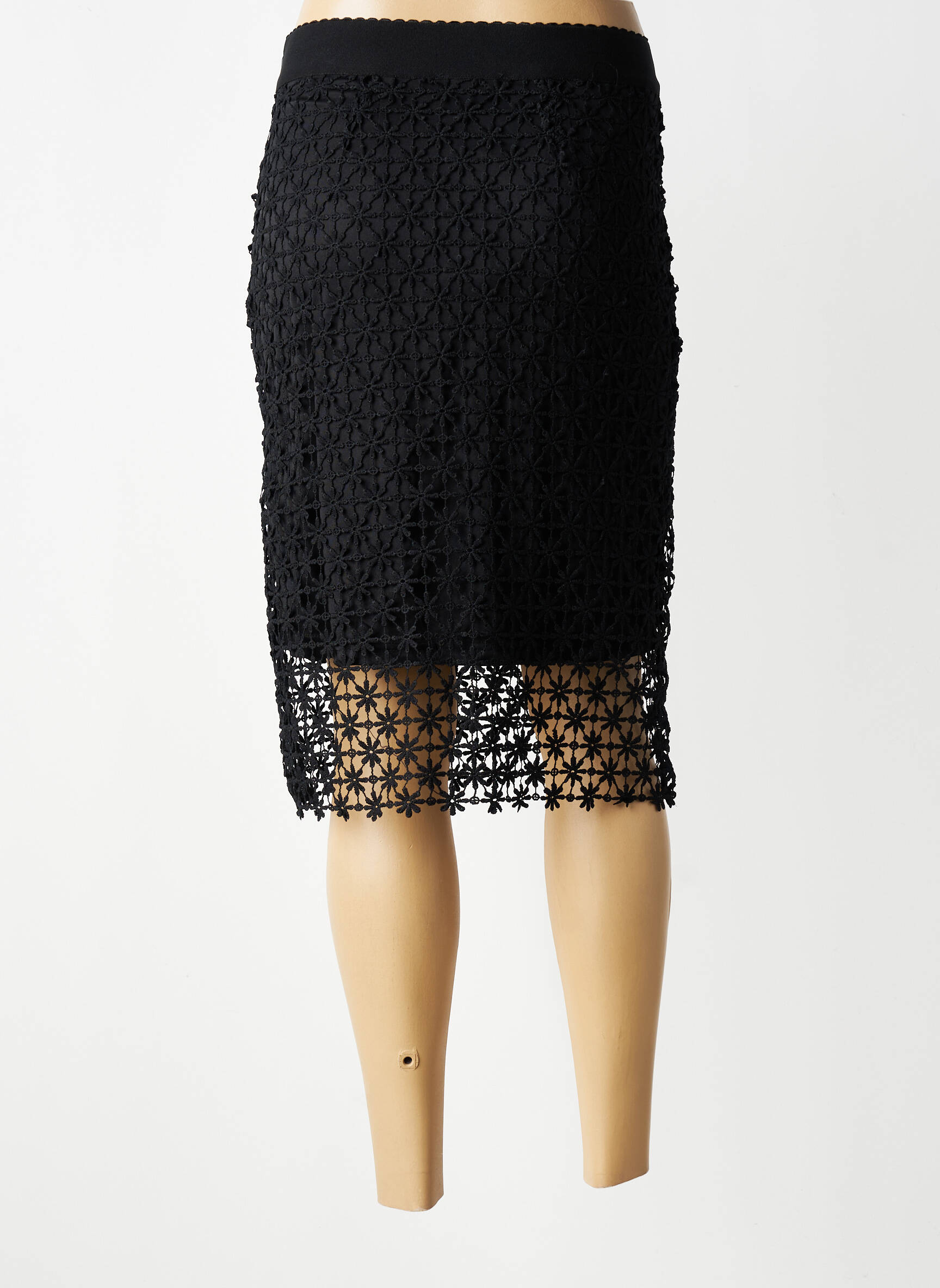 Jupe mi-longue fermeture zip latéral noir LA SWEETY femme
